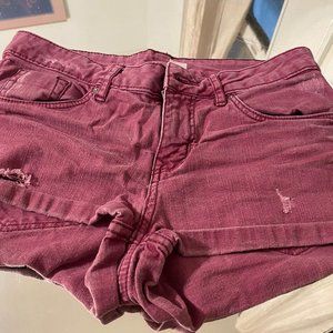 H&M Plum Purple Knit Ribbed Distressed Mini Short Shorts